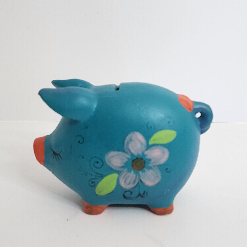 Vintage NAPCOWARE Ceramic Coin Piggy Bank w Flowers M-7139 - Picture 2 of 8